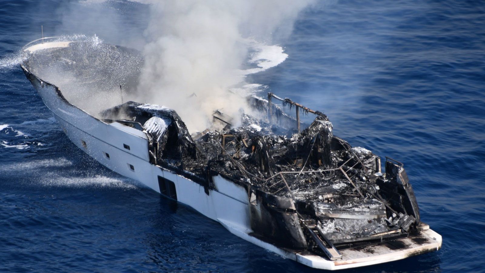 luxury yacht on fire